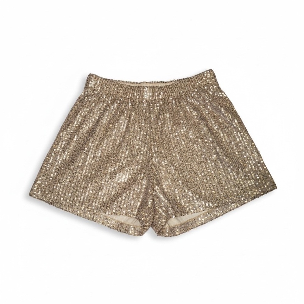 Urban Renewal Urban Outfitters Sequin Shorts Champagne Rose Gold Medium NWT - Picture 2 of 8